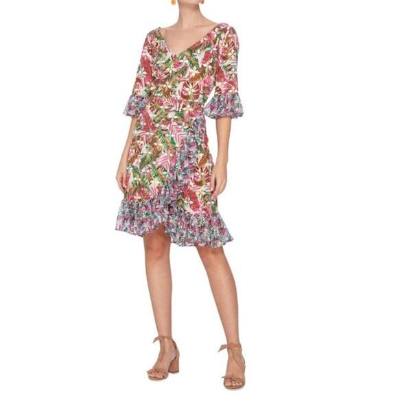 All Things Mochi Philippa Floral Ruffle Faux Wrap Dress - Picture 2 of 11